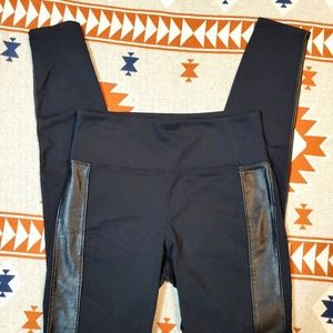 Athleta Black Leggings Vegan Leather Accents Womens Size S